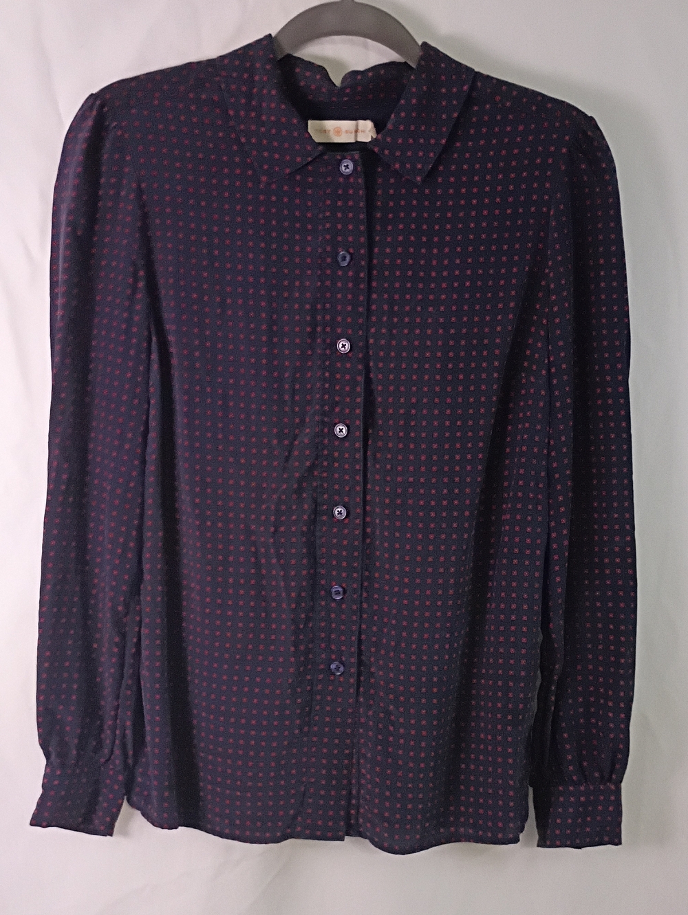 Tory Burch Laporte Silk Stretch Geometric Medallion Blouse